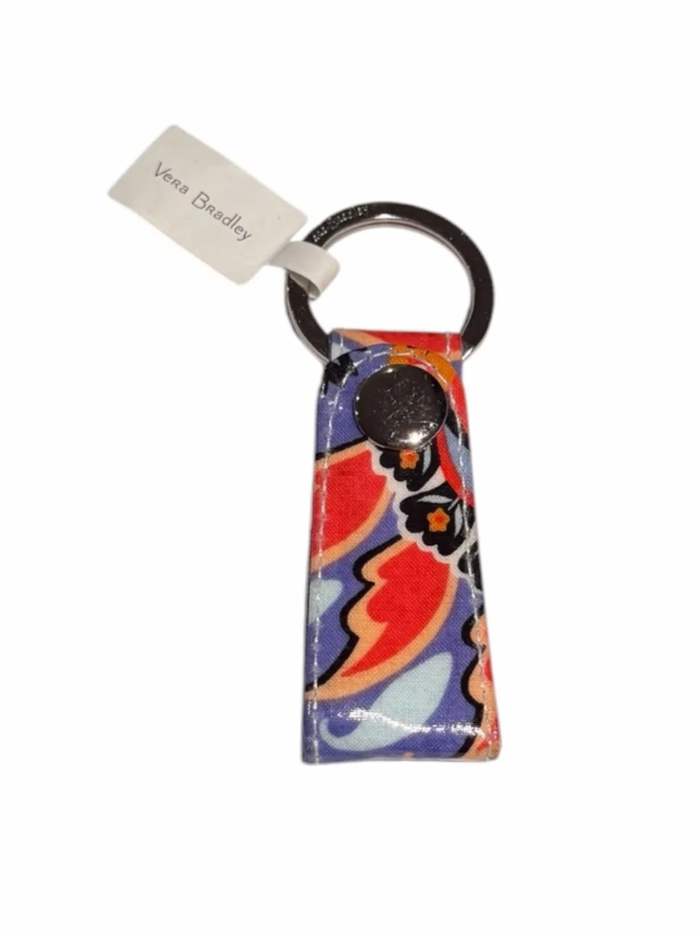 Vera Bradley Loop Keychain With Snap & Split Ring In Mural Garden NWT